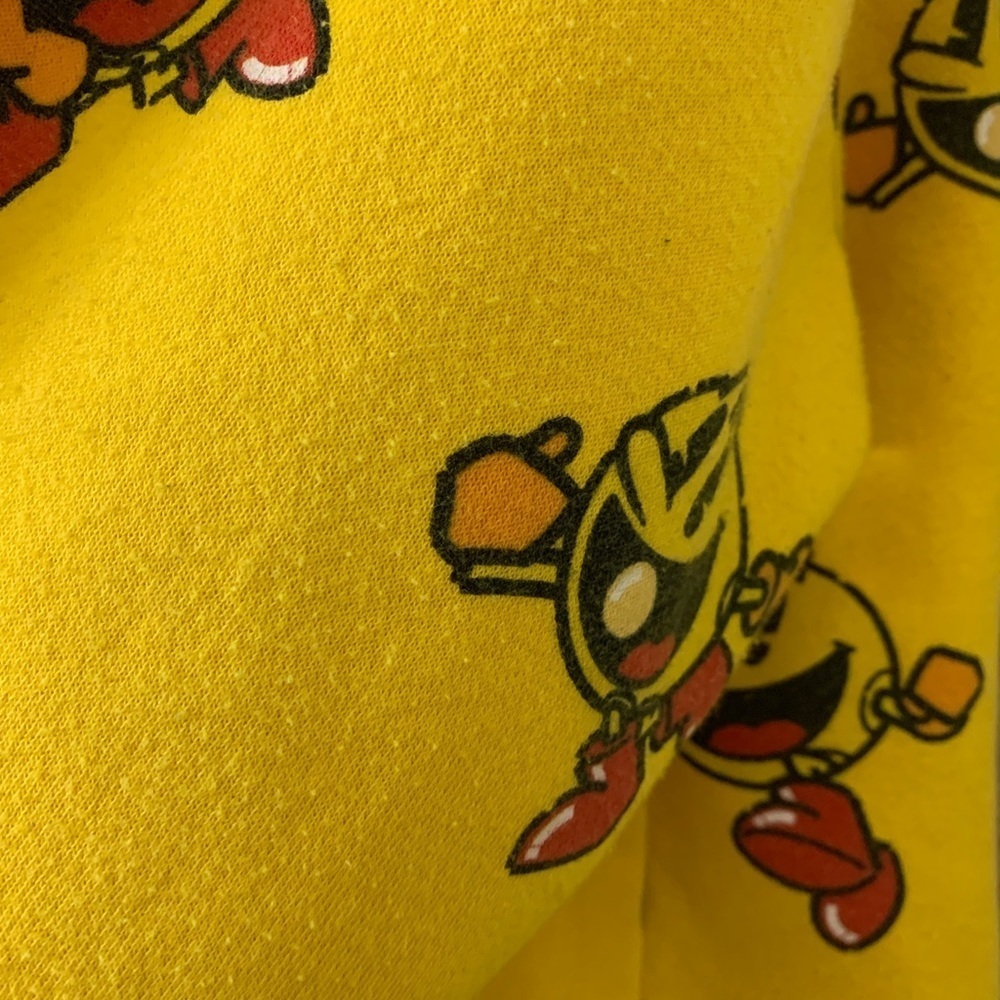 PAC-MAN Pull Over Logo Hoodie Sweatshirt All Over Print Adult Size S - Picture 7 of 13